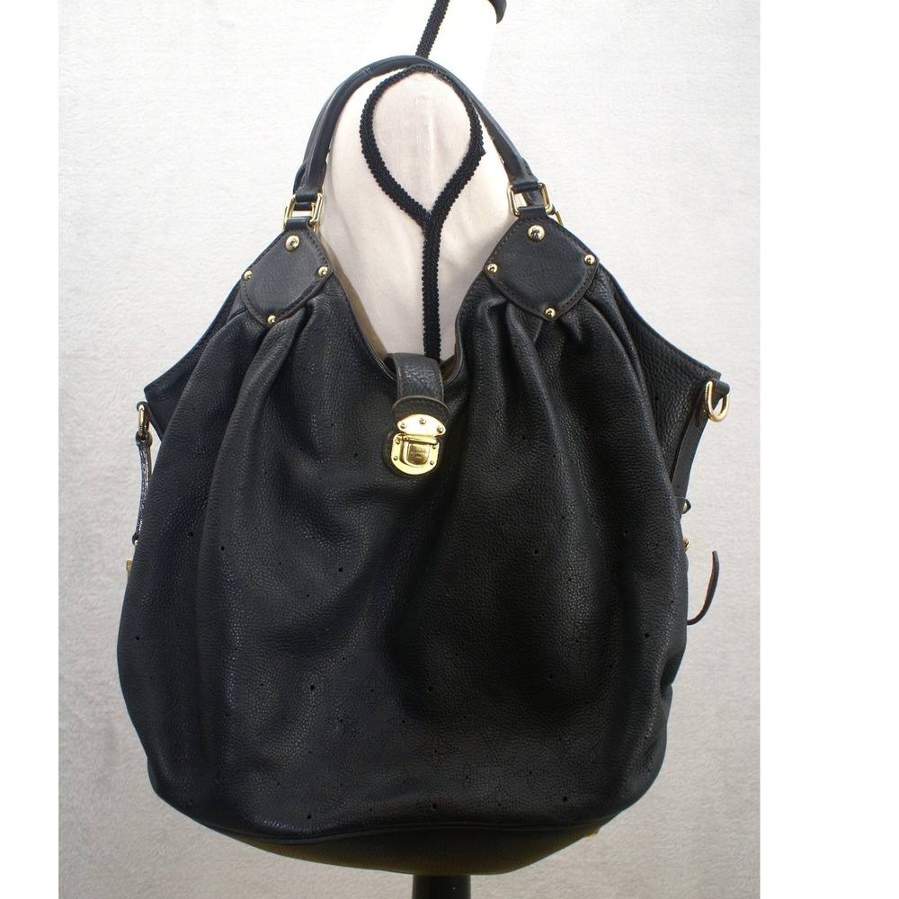 Louis Vuitton Mahina XL Black Perforated Monogram Leather Hobo Bag Gold Hardware